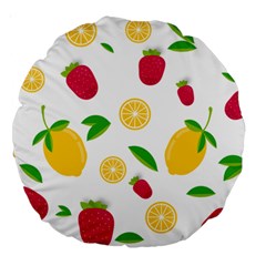 Strawberry Lemons Fruit Large 18  Premium Round Cushions by Askadina