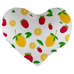 Strawberry Lemons Fruit Large 19  Premium Heart Shape Cushions by Askadina