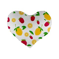 Strawberry Lemons Fruit Standard 16  Premium Flano Heart Shape Cushions by Askadina