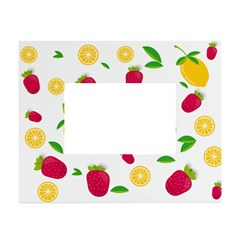 Strawberry Lemons Fruit White Tabletop Photo Frame 4 x6  by Askadina