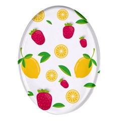 Strawberry Lemons Fruit Oval Glass Fridge Magnet (4 Pack) by Askadina