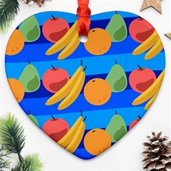 Fruit Texture Wave Fruits Heart Ornament (two Sides) by Askadina