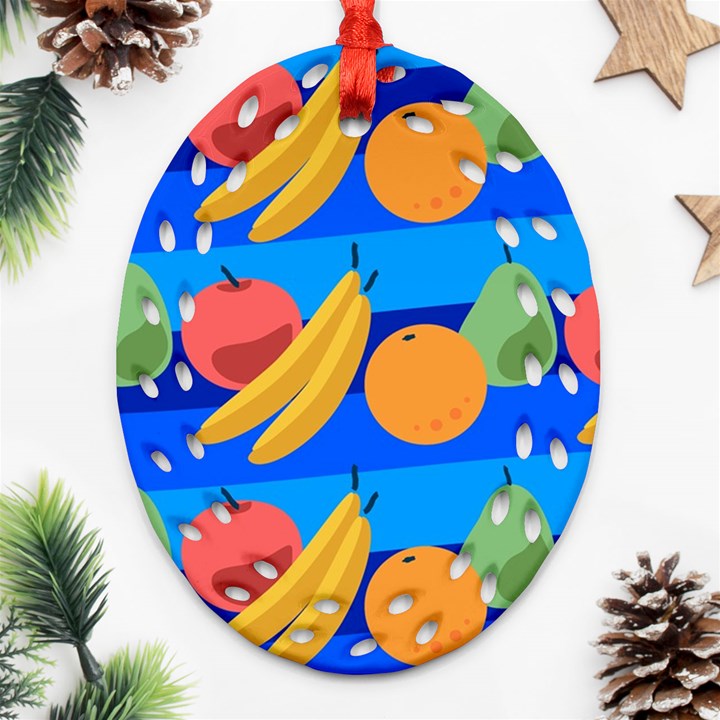 Fruit Texture Wave Fruits Oval Filigree Ornament (Two Sides)