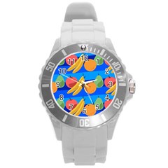 Fruit Texture Wave Fruits Round Plastic Sport Watch (l) by Askadina