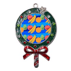 Fruit Texture Wave Fruits Metal X mas Lollipop With Crystal Ornament by Askadina