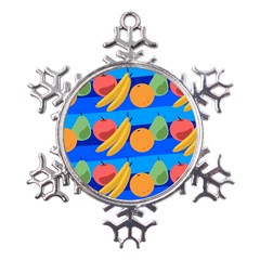 Fruit Texture Wave Fruits Metal Large Snowflake Ornament by Askadina