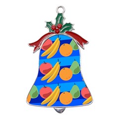 Fruit Texture Wave Fruits Metal Holly Leaf Bell Ornament by Askadina