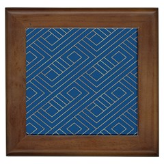 Plaid Background Blue Framed Tile by Askadina