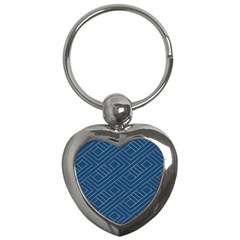 Plaid Background Blue Key Chain (heart) by Askadina