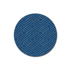 Plaid Background Blue Magnet 3  (round) by Askadina