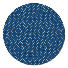 Plaid Background Blue Magnet 5  (round) by Askadina