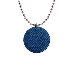 Plaid Background Blue 1  Button Necklace