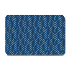 Plaid Background Blue Small Doormat by Askadina