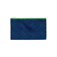 Plaid Background Blue Cosmetic Bag (xs) by Askadina