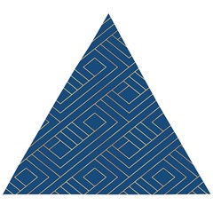 Plaid Background Blue Wooden Puzzle Triangle by Askadina