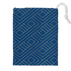 Plaid Background Blue Drawstring Pouch (4xl) by Askadina