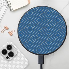 Plaid Background Blue Wireless Fast Charger(black) by Askadina