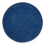 Plaid Background Blue Round Glass Fridge Magnet (4 pack) Front