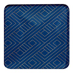 Plaid Background Blue Square Glass Fridge Magnet (4 Pack) by Askadina