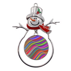 Psychedelic Surreal Background Metal Snowman Ornament