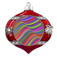 Psychedelic Surreal Background Metal Snowflake And Bell Red Ornament