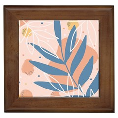 Summer Pattern Tropical Design Nature Green Plant Framed Tile