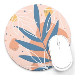 Summer Pattern Tropical Design Nature Green Plant Round Mousepad by Maspions