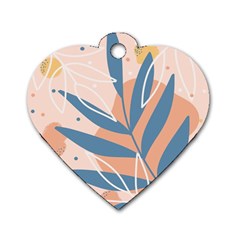 Summer Pattern Tropical Design Nature Green Plant Dog Tag Heart (one Side)