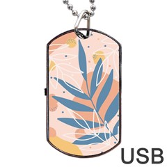 Summer Pattern Tropical Design Nature Green Plant Dog Tag Usb Flash (two Sides)