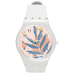 Summer Pattern Tropical Design Nature Green Plant Round Plastic Sport Watch (m)