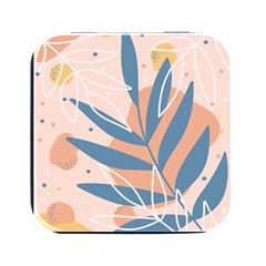 Summer Pattern Tropical Design Nature Green Plant Square Metal Box (black)