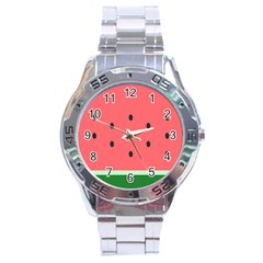 Watermelon Melon Fruit Healthy Food Meal Breakfast Lunch Juice Lemonade Summer Stainless Steel Analogue Watch by Maspions