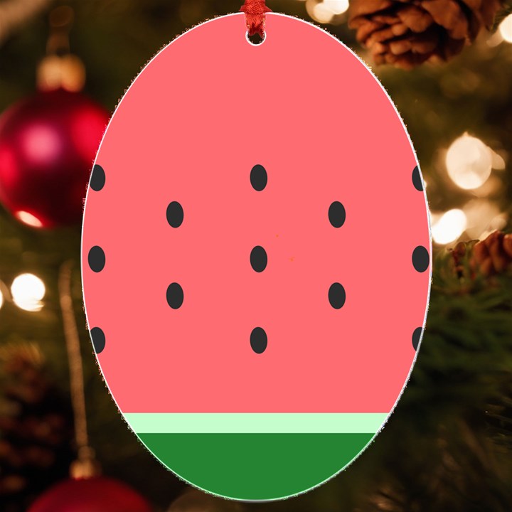 Watermelon Melon Fruit Healthy Food Meal Breakfast Lunch Juice Lemonade Summer UV Print Acrylic Ornament Oval