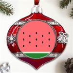 Watermelon Melon Fruit Healthy Food Meal Breakfast Lunch Juice Lemonade Summer Metal Snowflake And Bell Red Ornament Front