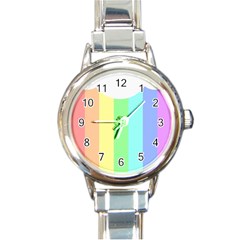 Rainbow Cloud Background Pastel Template Multi Coloured Abstract Round Italian Charm Watch