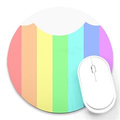 Rainbow Cloud Background Pastel Template Multi Coloured Abstract Round Mousepad by Maspions