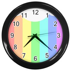 Rainbow Cloud Background Pastel Template Multi Coloured Abstract Wall Clock (black)