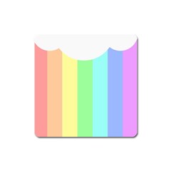 Rainbow Cloud Background Pastel Template Multi Coloured Abstract Square Magnet by Maspions