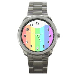 Rainbow Cloud Background Pastel Template Multi Coloured Abstract Sport Metal Watch by Maspions