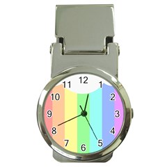 Rainbow Cloud Background Pastel Template Multi Coloured Abstract Money Clip Watches by Maspions