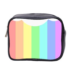 Rainbow Cloud Background Pastel Template Multi Coloured Abstract Mini Toiletries Bag (two Sides)