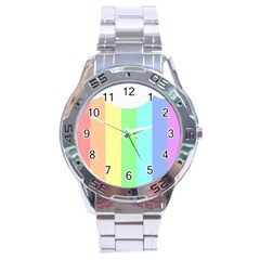 Rainbow Cloud Background Pastel Template Multi Coloured Abstract Stainless Steel Analogue Watch by Maspions