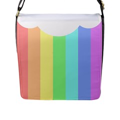 Rainbow Cloud Background Pastel Template Multi Coloured Abstract Flap Closure Messenger Bag (l)