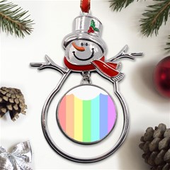 Rainbow Cloud Background Pastel Template Multi Coloured Abstract Metal Snowman Ornament by Maspions