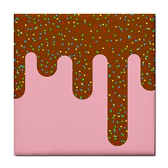 Ice Cream Dessert Food Cake Chocolate Sprinkles Sweet Colorful Drip Sauce Cute Tile Coaster by Maspions