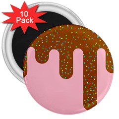 Ice Cream Dessert Food Cake Chocolate Sprinkles Sweet Colorful Drip Sauce Cute 3  Magnets (10 Pack)  by Maspions