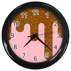 Ice Cream Dessert Food Cake Chocolate Sprinkles Sweet Colorful Drip Sauce Cute Wall Clock (black) by Maspions