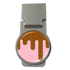 Ice Cream Dessert Food Cake Chocolate Sprinkles Sweet Colorful Drip Sauce Cute Money Clips (round)  by Maspions