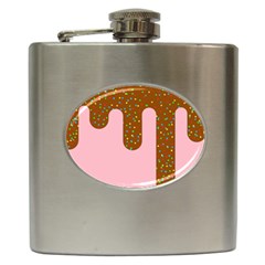 Ice Cream Dessert Food Cake Chocolate Sprinkles Sweet Colorful Drip Sauce Cute Hip Flask (6 Oz) by Maspions