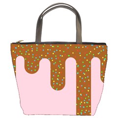 Ice Cream Dessert Food Cake Chocolate Sprinkles Sweet Colorful Drip Sauce Cute Bucket Bag by Maspions